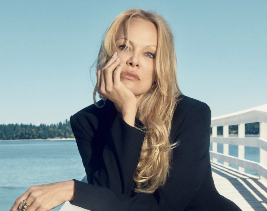 Pamela Anderson Wears Chic And Sharp Suits In New Aritzia