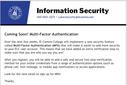 El Camino Online Security Enhancements Coming Soon