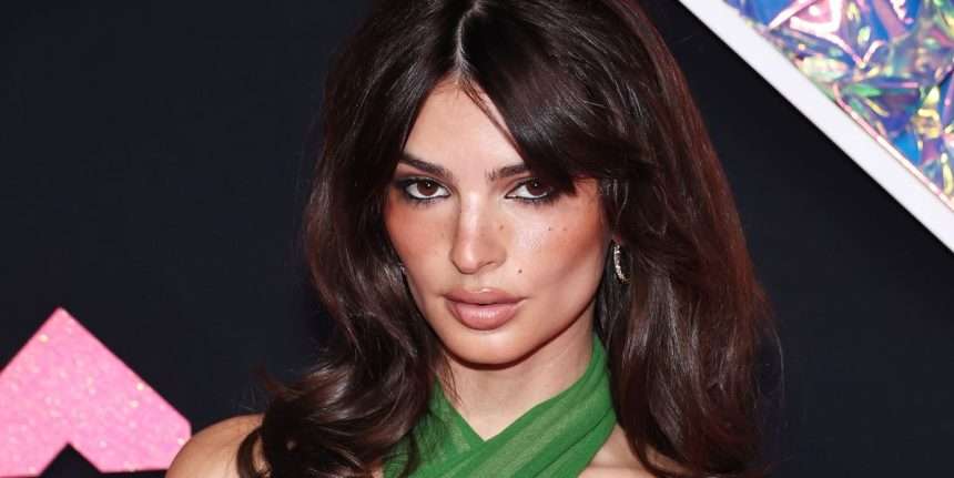 Emily Ratajkowski Wears A Y2k Halter Neck Dress At The