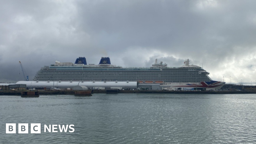 P&o Britannia Cruise Ship Arrives In Southampton For Repairs