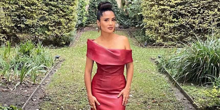 Watch Salma Hayek Look Gorgeous In An Elegant Red Leather