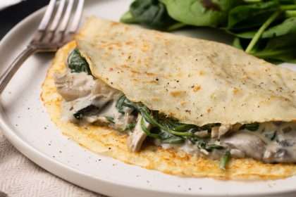 Recipe For Crepes Stuffed With Spinach, Turkey And Mushrooms