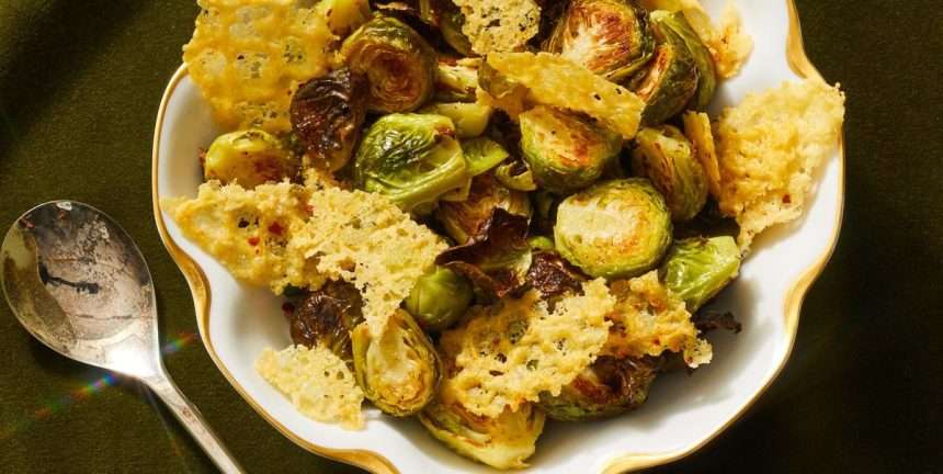 The Best Recipe For Roasted Brussels Sprouts With Parmesan Potatoes