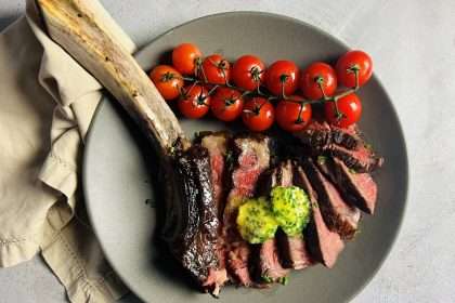 Grilled Tomahawk Ribeye Steak With Fine Herb Compound Butter Recipe