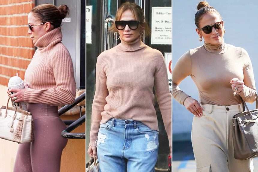 Jennifer Lopez Can't Resist Wearing Beige Turtlenecks This Season