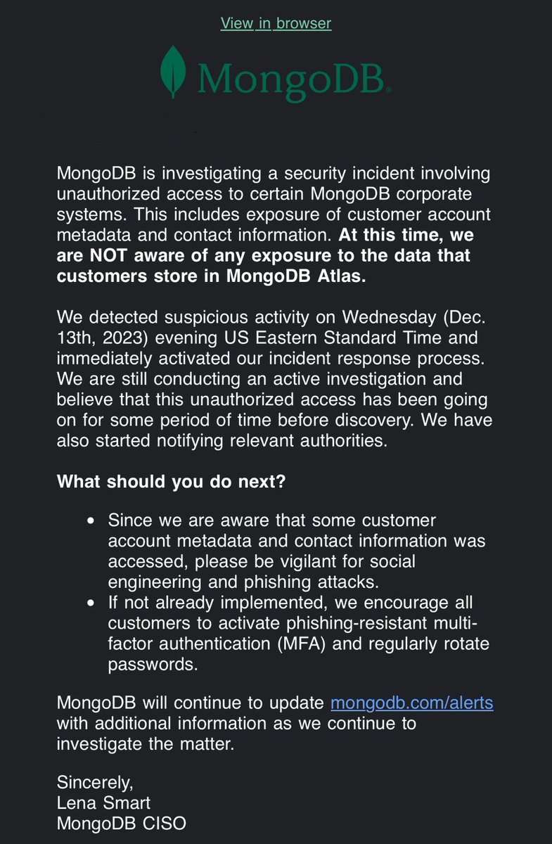 Mongodb Investigates Cyber Attack, Customer Data Leaked