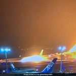 Japan Airlines Flight Caught In Flames On Tokyo Airport Runway