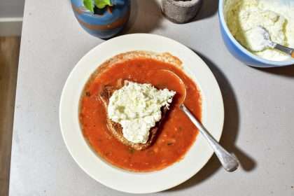 Spiced Tomato Soup With Wasabi Cream And Toast