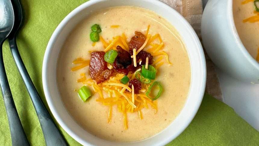 This Potato Soup Recipe Is Loaded With Cheese, Bacon, And