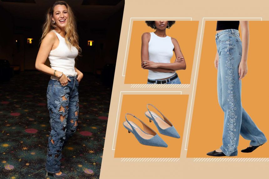Blake Lively In $19,000 Jeans And A White Tank Top
