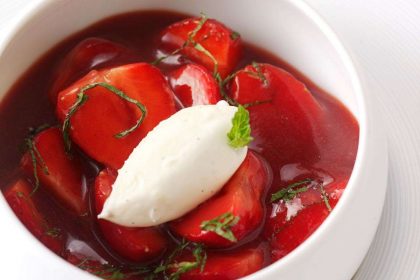 Chilled Strawberry And Mascarpone Soup With Mint