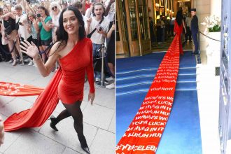 Katy Perry Shows Off Hot Dress With Mega Train Featuring