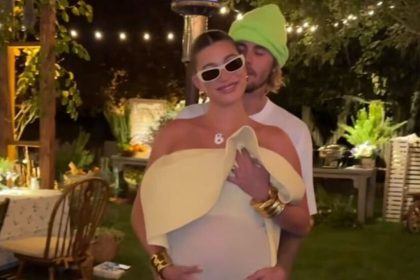 Hailey Bieber Wears Nude Butter Yellow Dress To Baby Shower