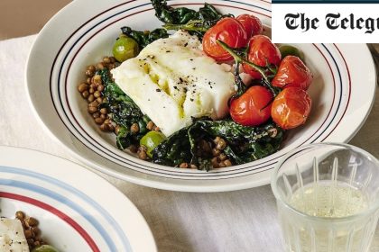 Herbed Cod With Cherry Tomatoes, Olives And Lentils Recipe
