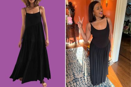 Mindy Kaling Wears A Black Maxi Dress; Find A Similar
